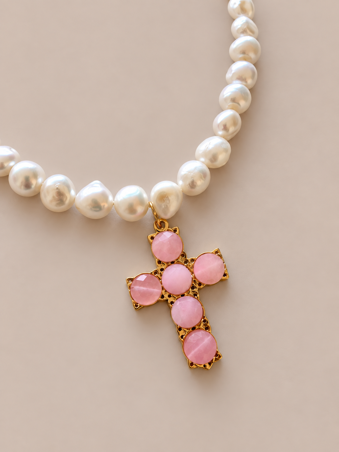 Cruz Cuarzo rosa - Imagen 3